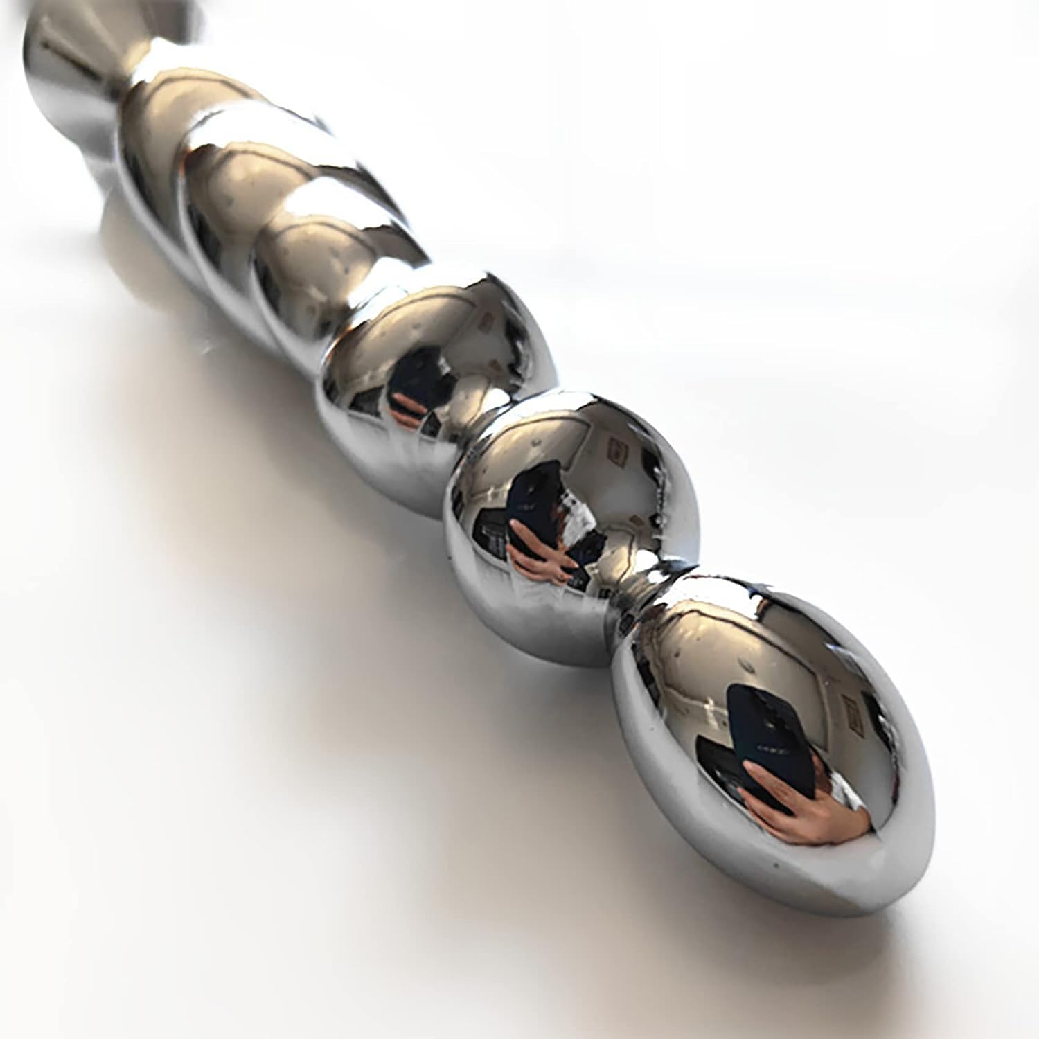 Long Metal Beaded Butt Plug - image 2