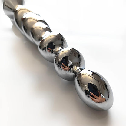 Long Metal Beaded Butt Plug - image 2