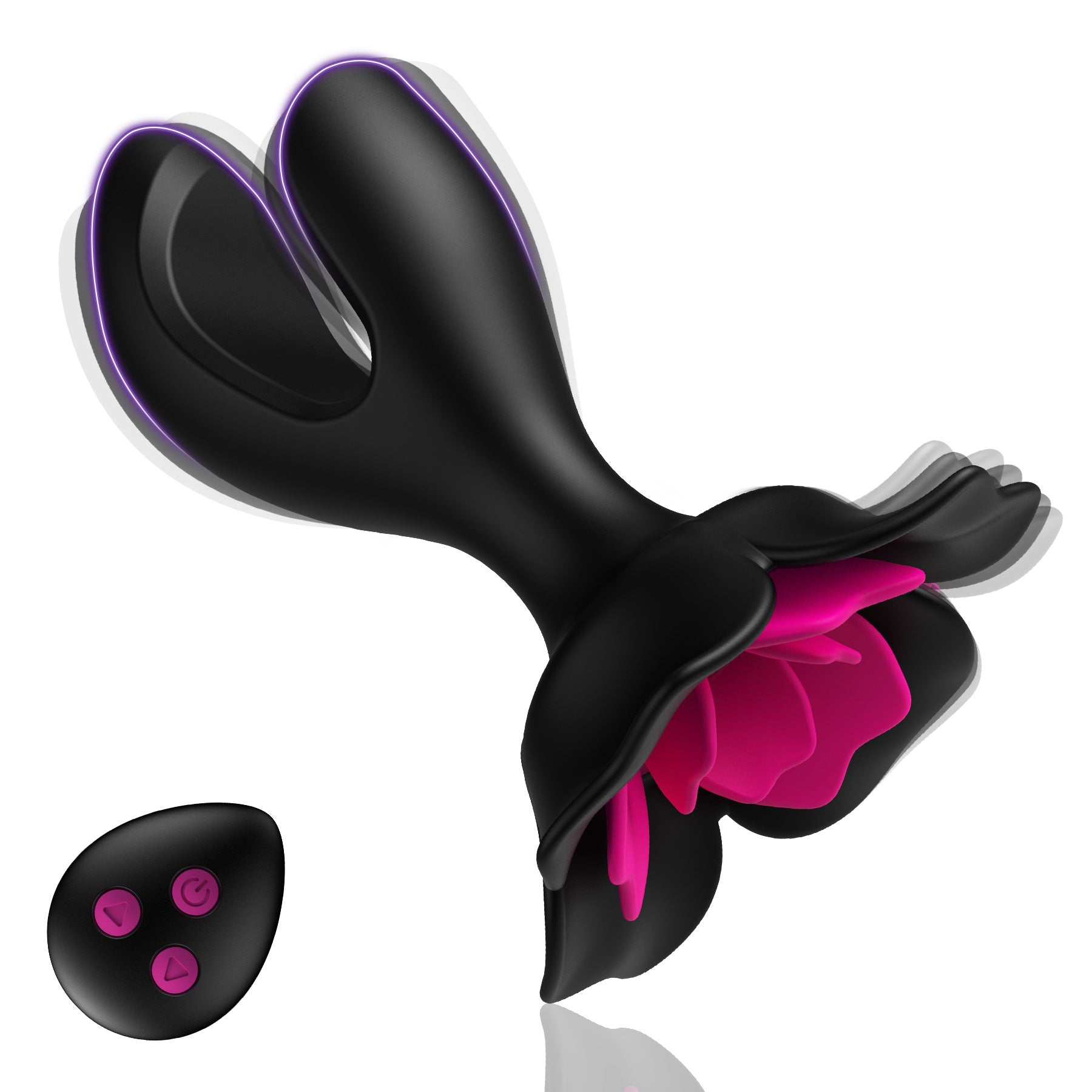 10 Modes Vibration Rose Butt Plug With Remote Control - Black - image 0