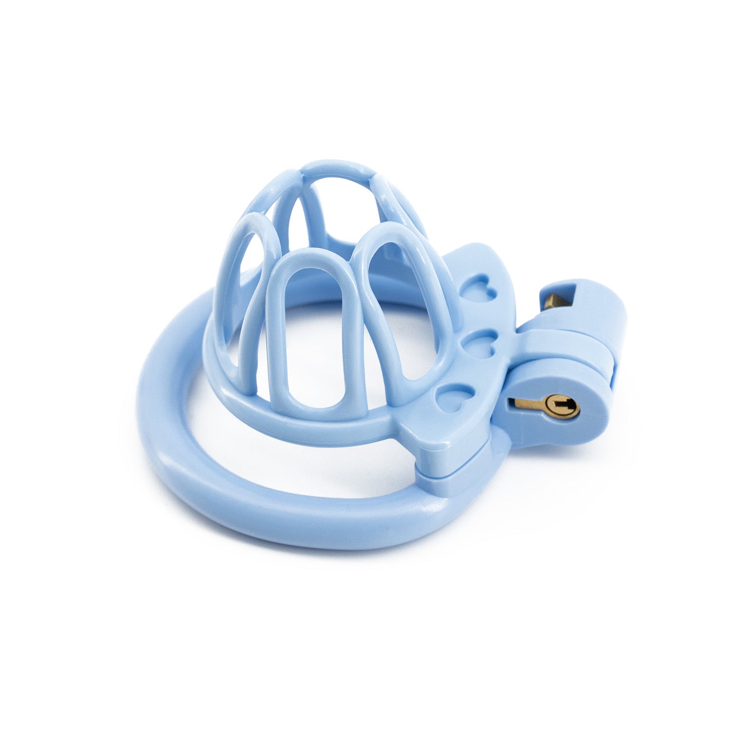 Open End Hollow Chastity Cage with 4 Rings - Blue - image 3