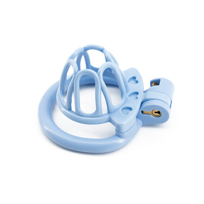 Open End Hollow Chastity Cage with 4 Rings - Blue - image 3
