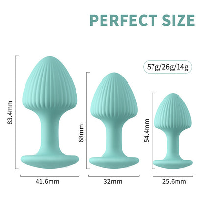 Mushroom Anal Plugs Set (S&M&L Bundle) - Green - image 4