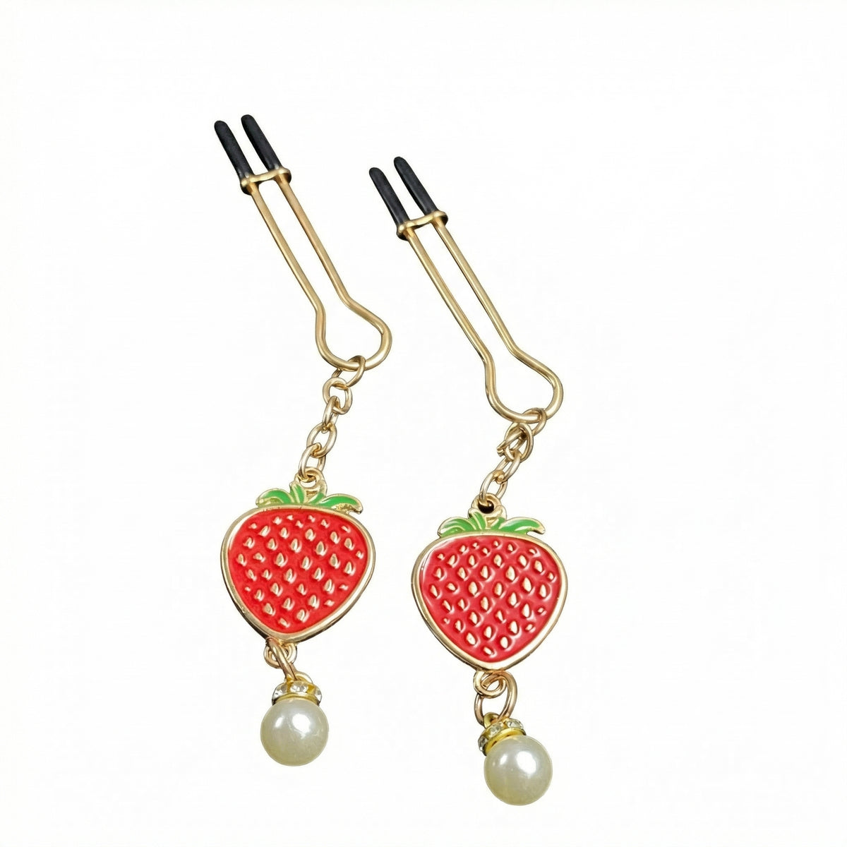 Cute Strawberry Nipple Clamps With Adjustable Dual Clip Design - Red U-shaped nipple clamp - image 14