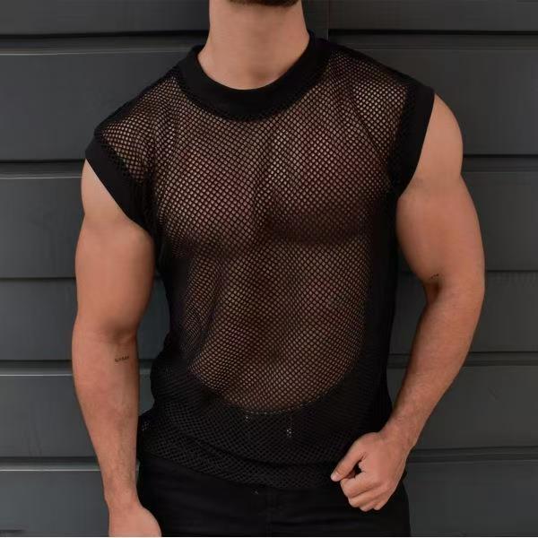 Men's Sleeveless Mesh Polyester Top - image 3