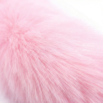 Pink Fox Tail Butt Plug • 18.1 Inch Tail - image 1