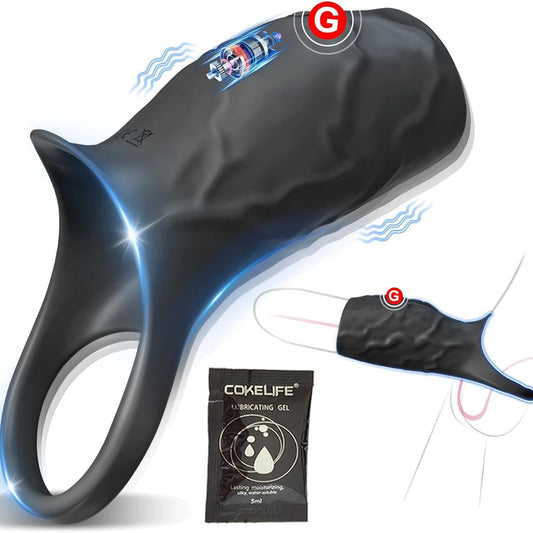 Vibrating Penis Sleeve Cock Ring - Black - image 0