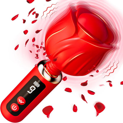 Rose-Shaped Clitoral Vibrator - Medical-Grade Silicone Stimulator with 9 Vibration Modes - Red - image 4