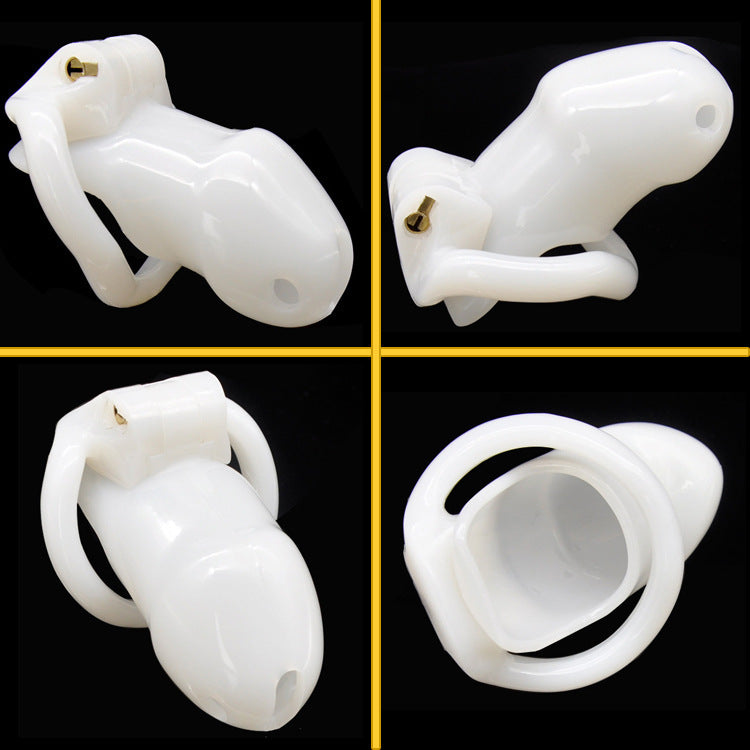 Sissy Bitch High Security Keyed Tumbler Locking Male Chastity With 4 Base Cock Ring Sizes - White - image 3