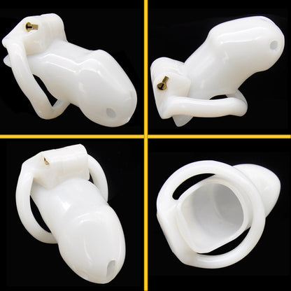 Sissy Bitch High Security Keyed Tumbler Locking Male Chastity With 4 Base Cock Ring Sizes - White - image 3