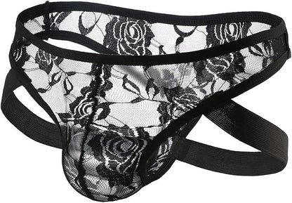 Men's Lace Trim Sleepwear - Black - 2XL - image 9