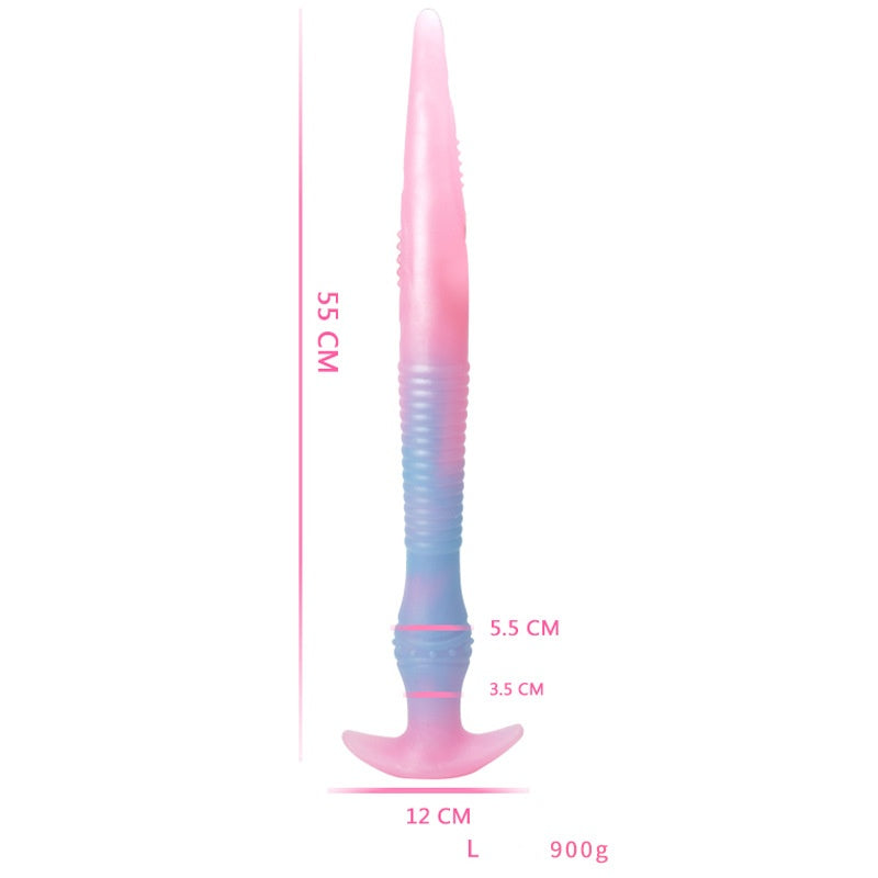 Glow-in-the-Dark Silicone Monster Dildo - Butt Plug: L - image 3