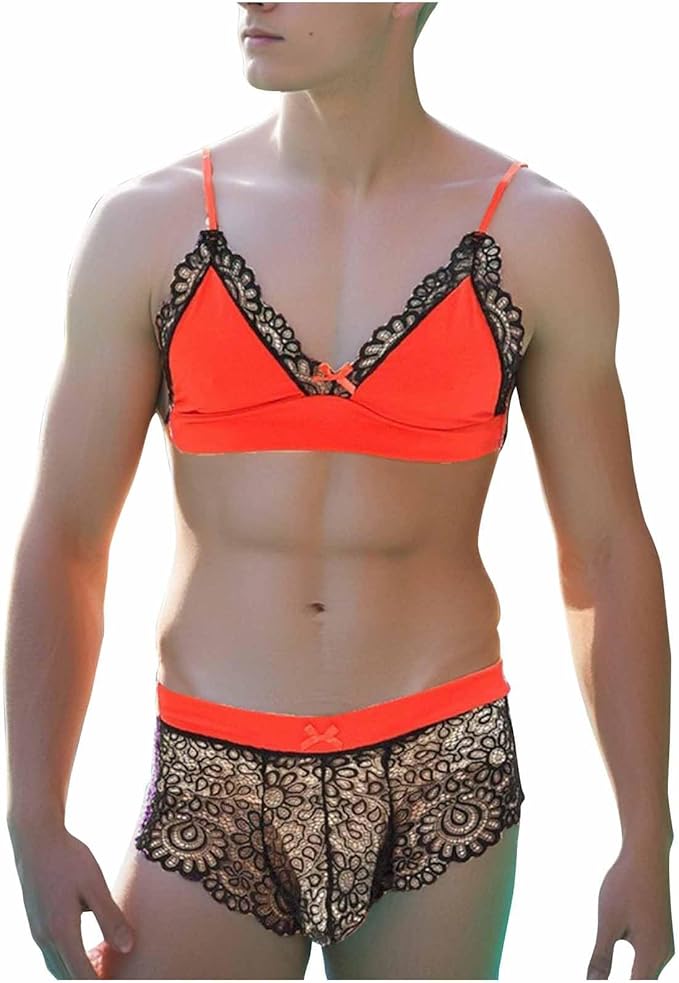 Sissy Lingerie Bra Underwear Set - Red - 3XL - image 7