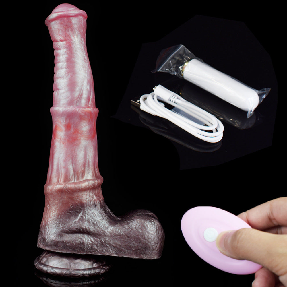 9.5 Inch Pink Horse Dildo Realistic Animal Penis 10 Vibration Modes - Color 2 - image 4