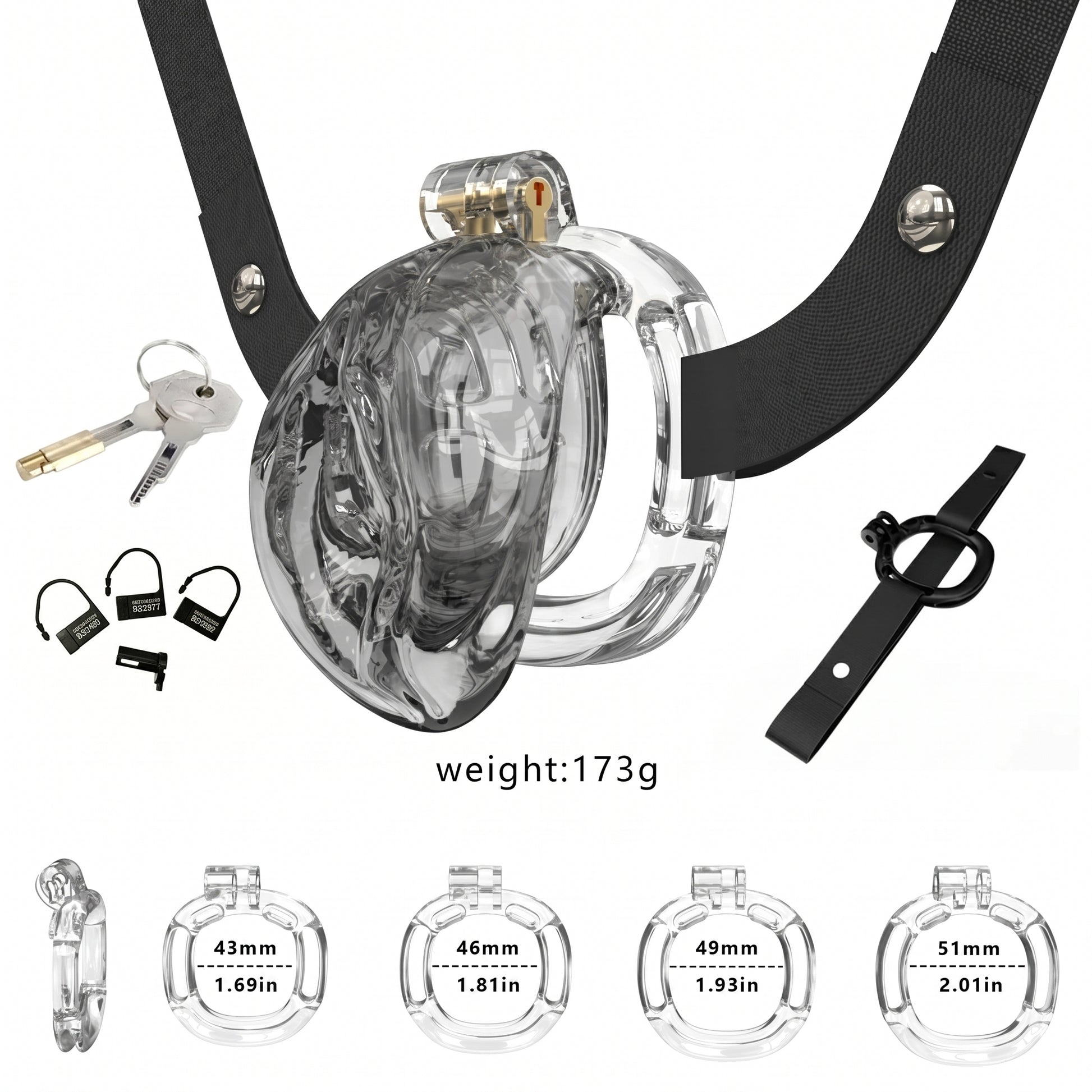 StealthFlex Adjustable Chastity Cage - Black-transparent - image 0