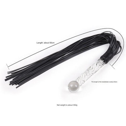 Fetish Leather Whip Flogger with Glass Pleasure Wand with Ball Tip - image 2