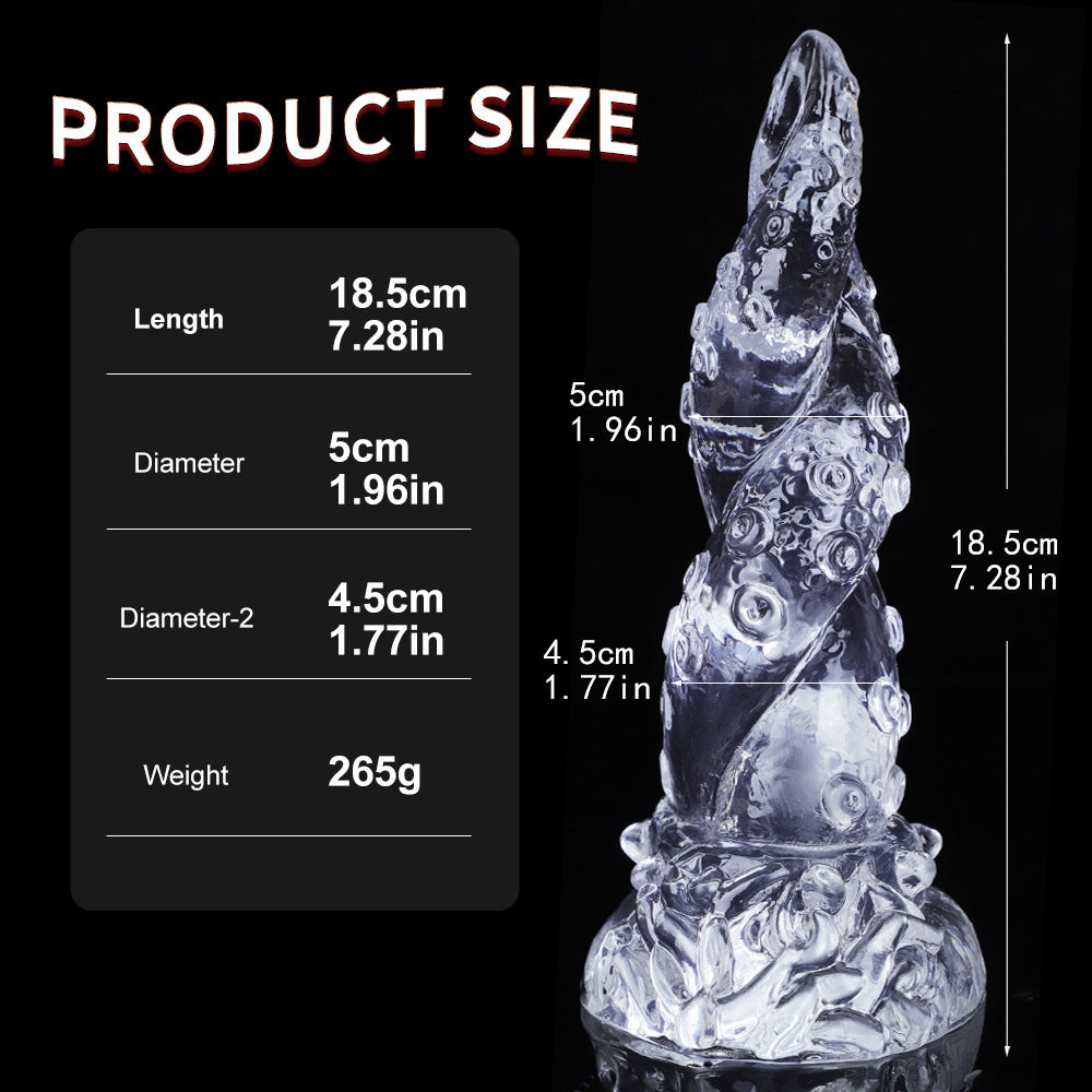 7.28-inch Transparent Octopus Tentacle Dildo With Powerful Suction Cups - Transparent - image 2
