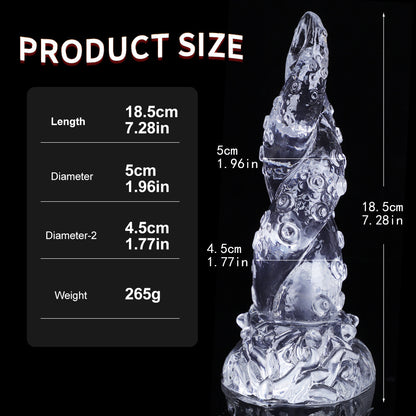 7.28-inch Transparent Octopus Tentacle Dildo With Powerful Suction Cups - Transparent - image 2