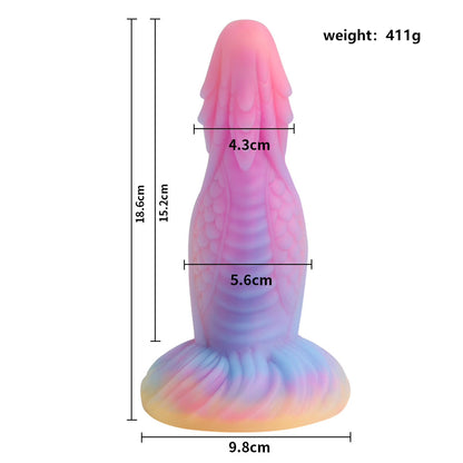 7.32'' Fantasy Monster Dildo with Multi-Texture Design & Glow-in-the-Dark Effect - Multicolor - image 2