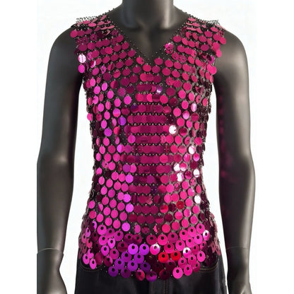Starluxe Mesh Sparkle Top – Style F - Purple - XL - image 0