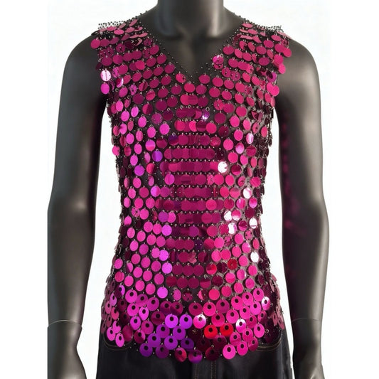 Starluxe Mesh Sparkle Top – Style F - Purple - XL - image 0