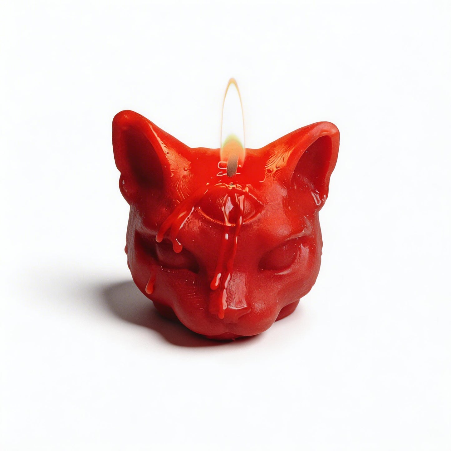 Garden Fragrance Three-eyed Cat Candle - Red - image 2