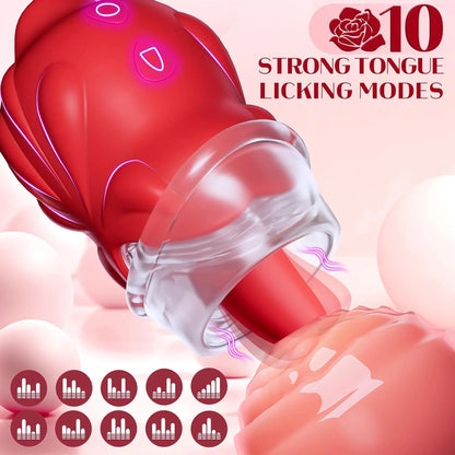 2 In 1 Rose Sucking Toy Clits Vibrators 10 Licking Suction Modes Clitoral Stimulation - image 3