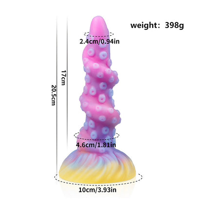8.26'' Fantasy Tentacle Dildo with Multi-Texture Design & Glow-in-the-Dark Effect - Multicolor - image 5