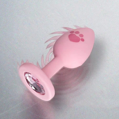 Cat Paws Fluffy Anal Butt Plug - Pink&Gem - image 15