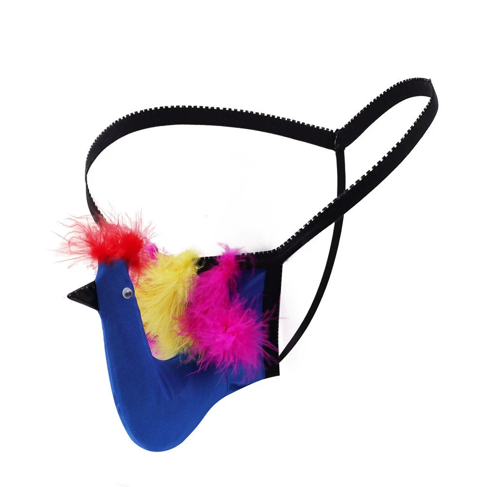 Men's Funny Big Bird Penis Pouch Thong - Blue - image 12