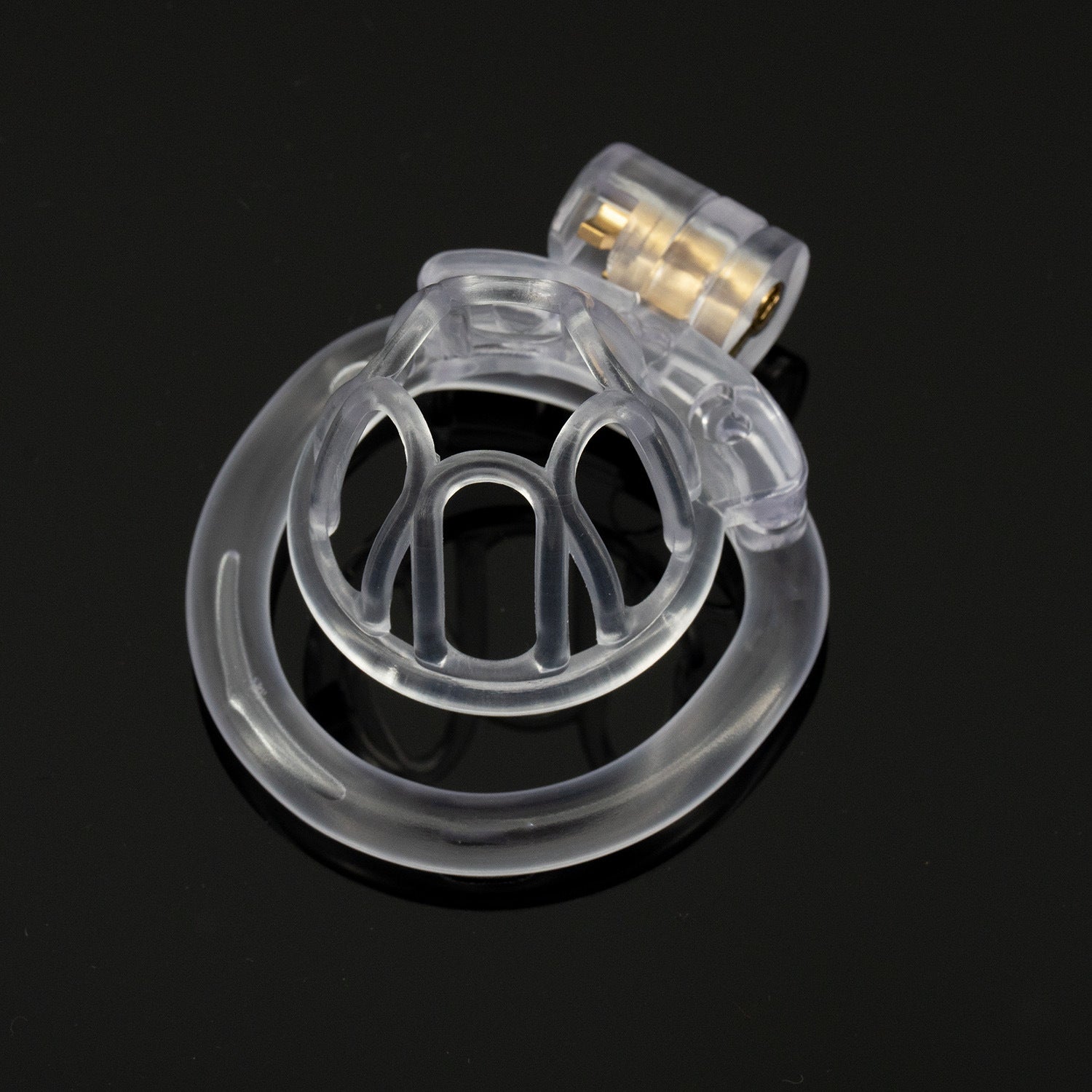 Open End Hollow Chastity Cage with 4 Rings - Clear - image 9