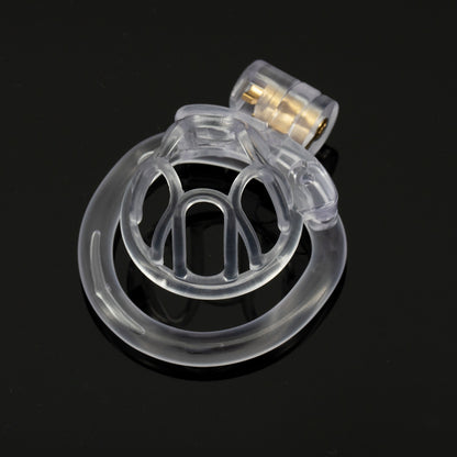 Open End Hollow Chastity Cage with 4 Rings - Clear - image 9