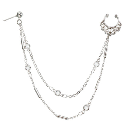 Trendy Nose Chain Piercing – Dainty Gold/Silver Nose Ring for Casual & Special Occasions - Silver - image 0