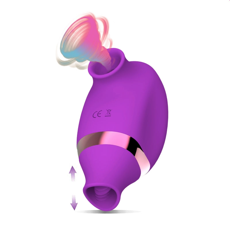 Dual Petite Pleaser  - Sucking & Flickering Stimulator - Purple & Rose Gold - image 4