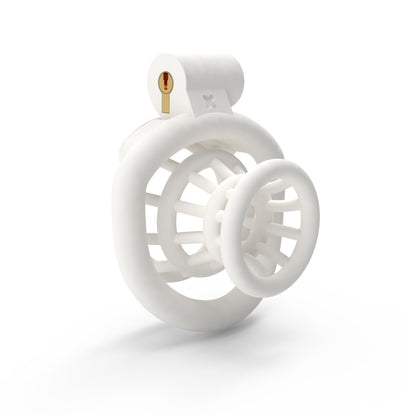 ABS Negative Chastity Cage for Men Lightweight with 4 Rings  - White - B - image 9