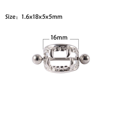 Beast Mouth Fang Nipple Piercing Jewelry Ring - silver - large - image 5