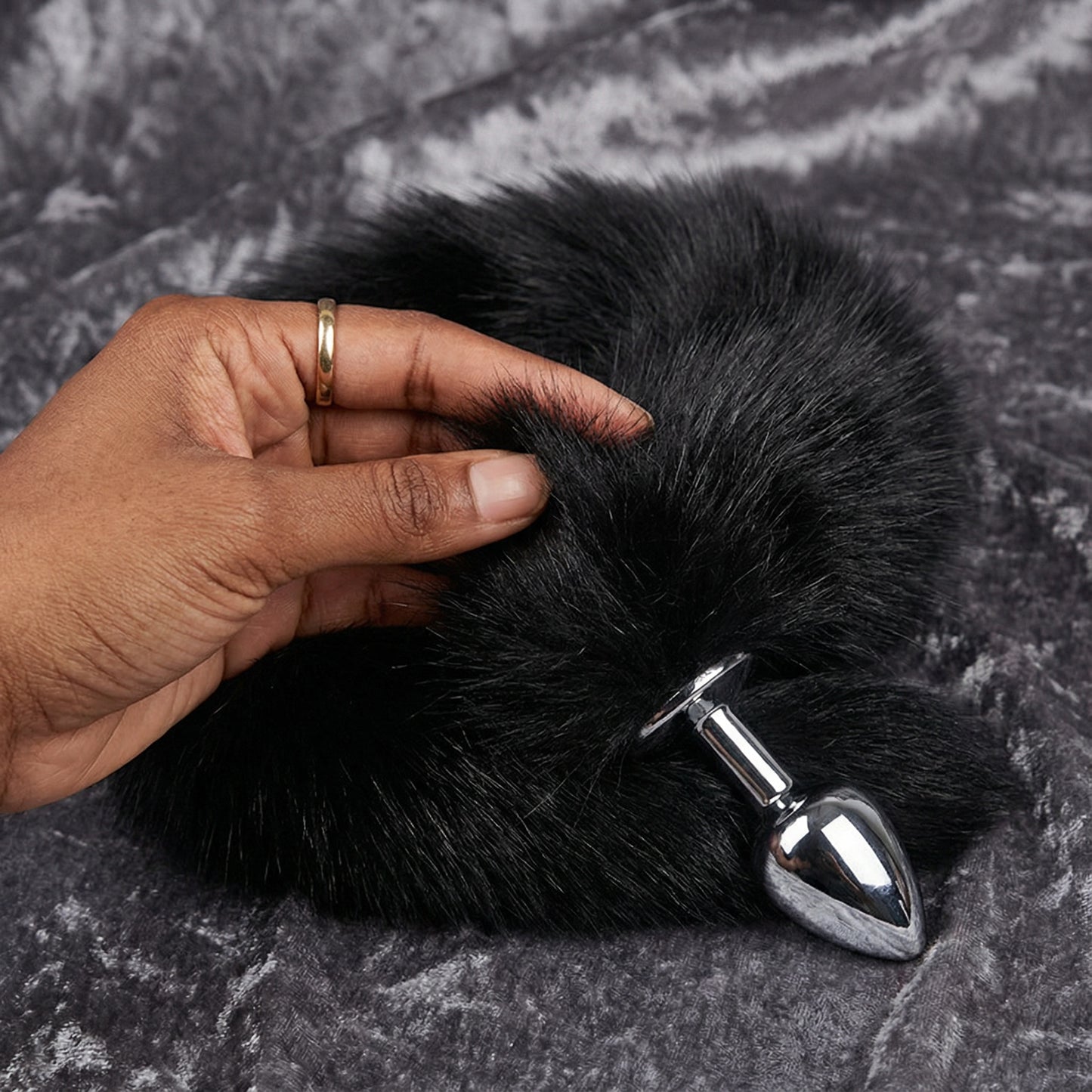 Black Fox Tail Butt Plug • 18.1 Inch Tail - image 5