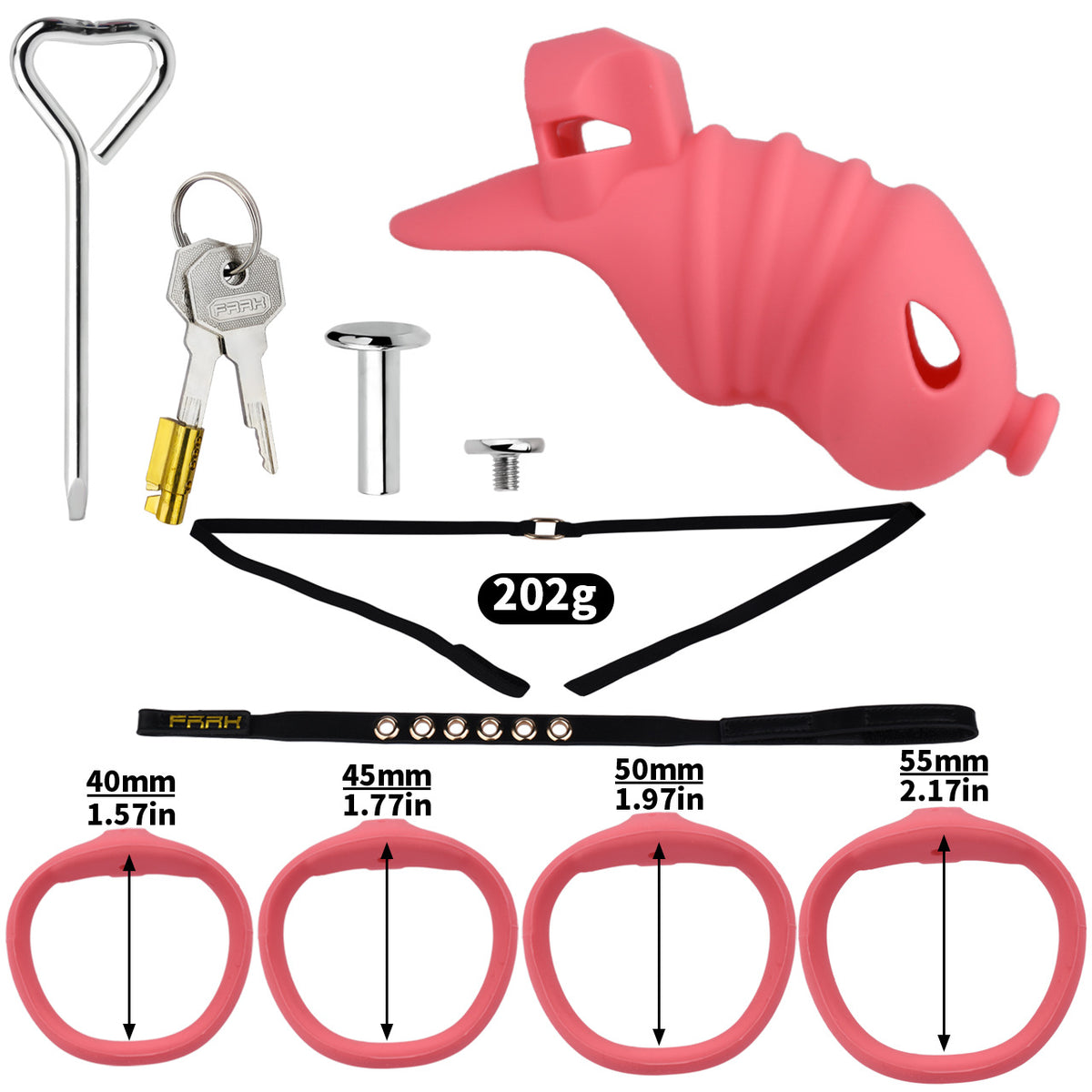 Soft Silicone Chastity Cage - S - Rose With Belt - image 4