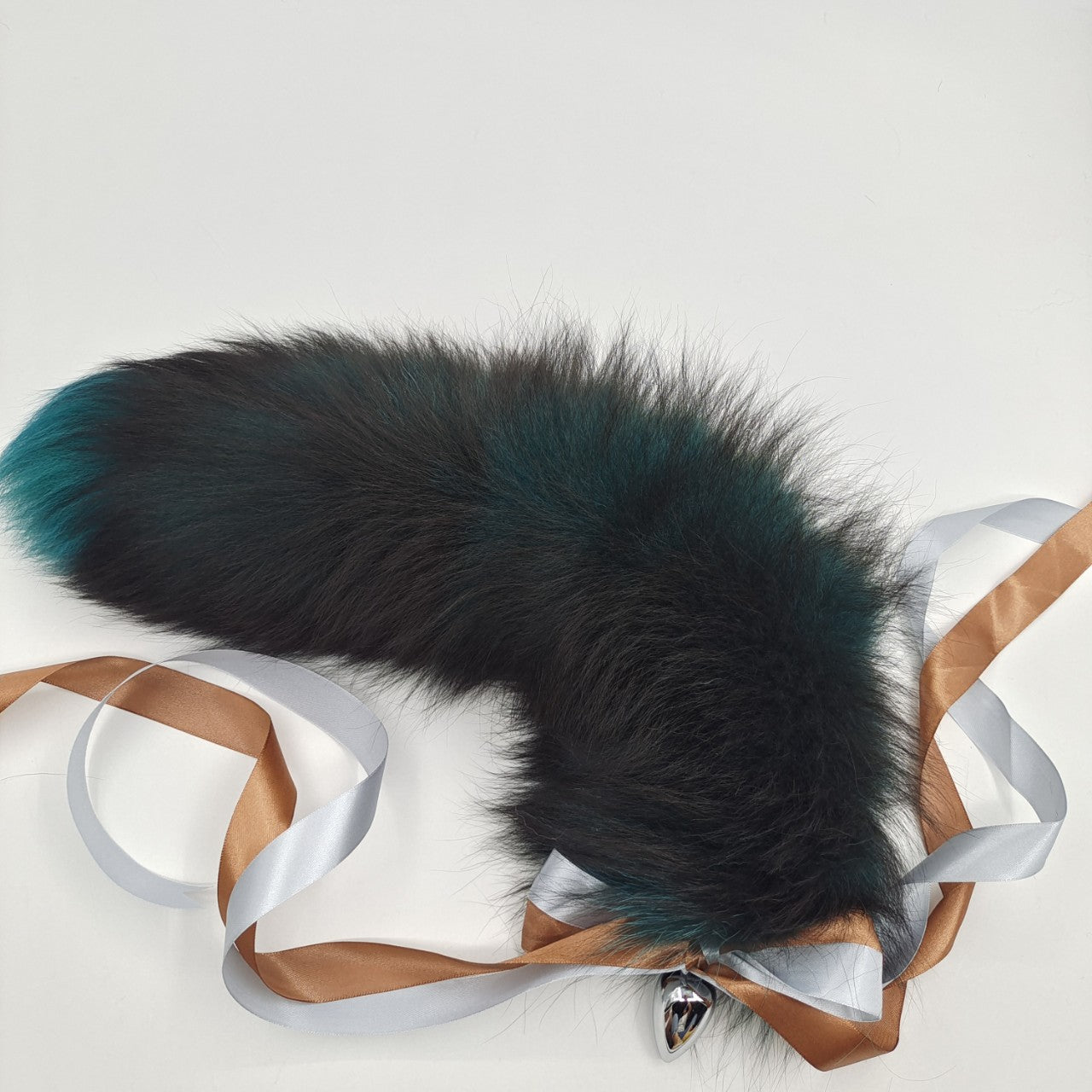 Aurora Green Handmade Detachable Plug Fox Tail - 50cm - 50 cm Tail · 4.0 cm Plug - image 3