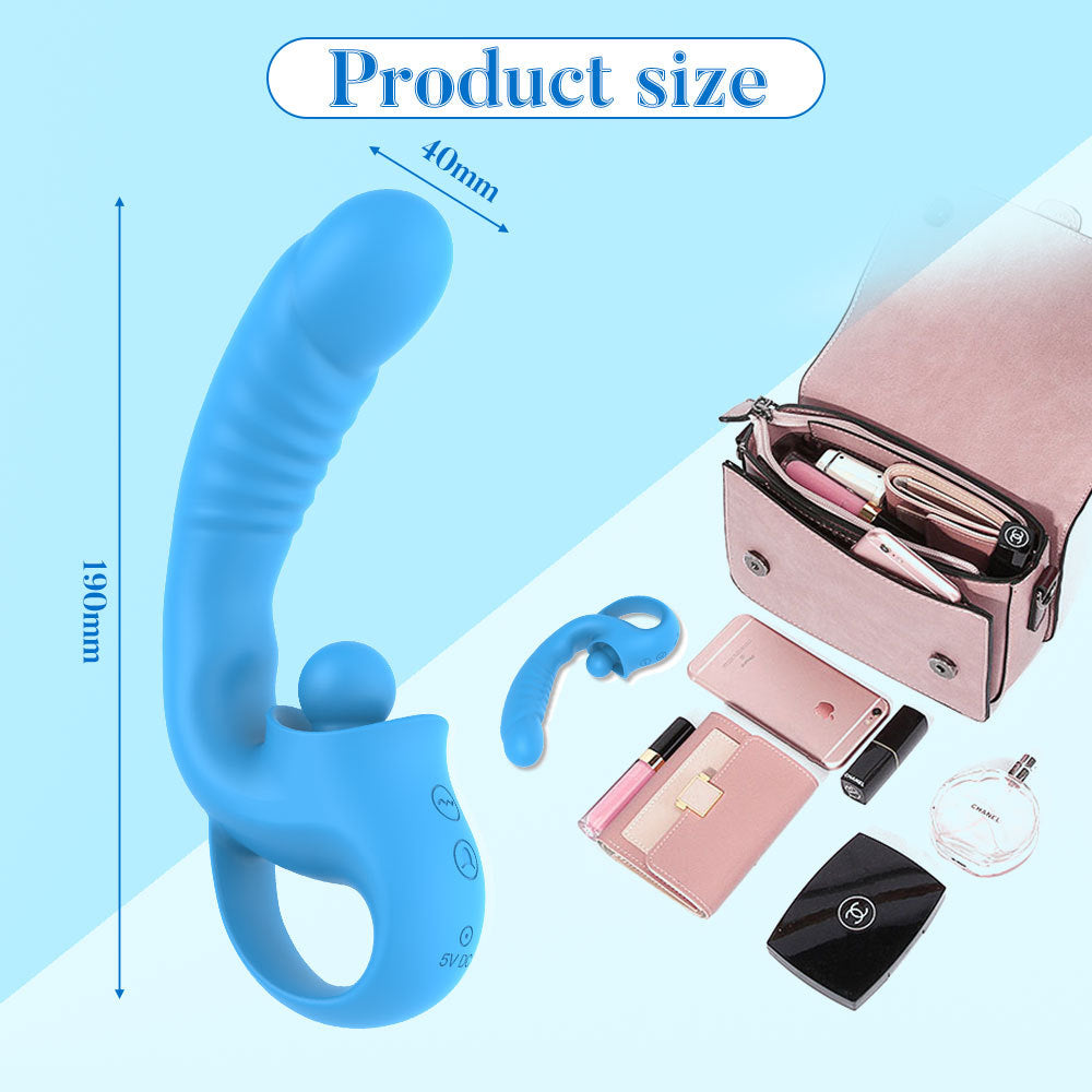 Clitoral G Spot Vibrator 2 in 1 Dildo Vibrator 10 Vibration Modes - Blue - image 6