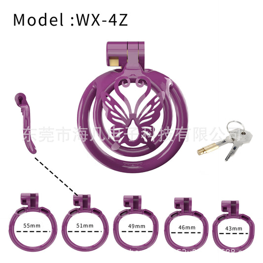 Butterfly Sissy Chastity Cage with 5 Rings - Purple Circular Rings - image 1