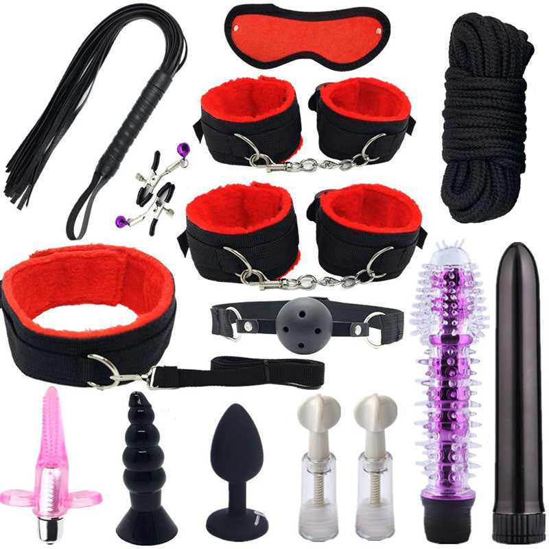 Bdsm Bed Straps Restraints Sex  15 Pcs Set - Red - image 2