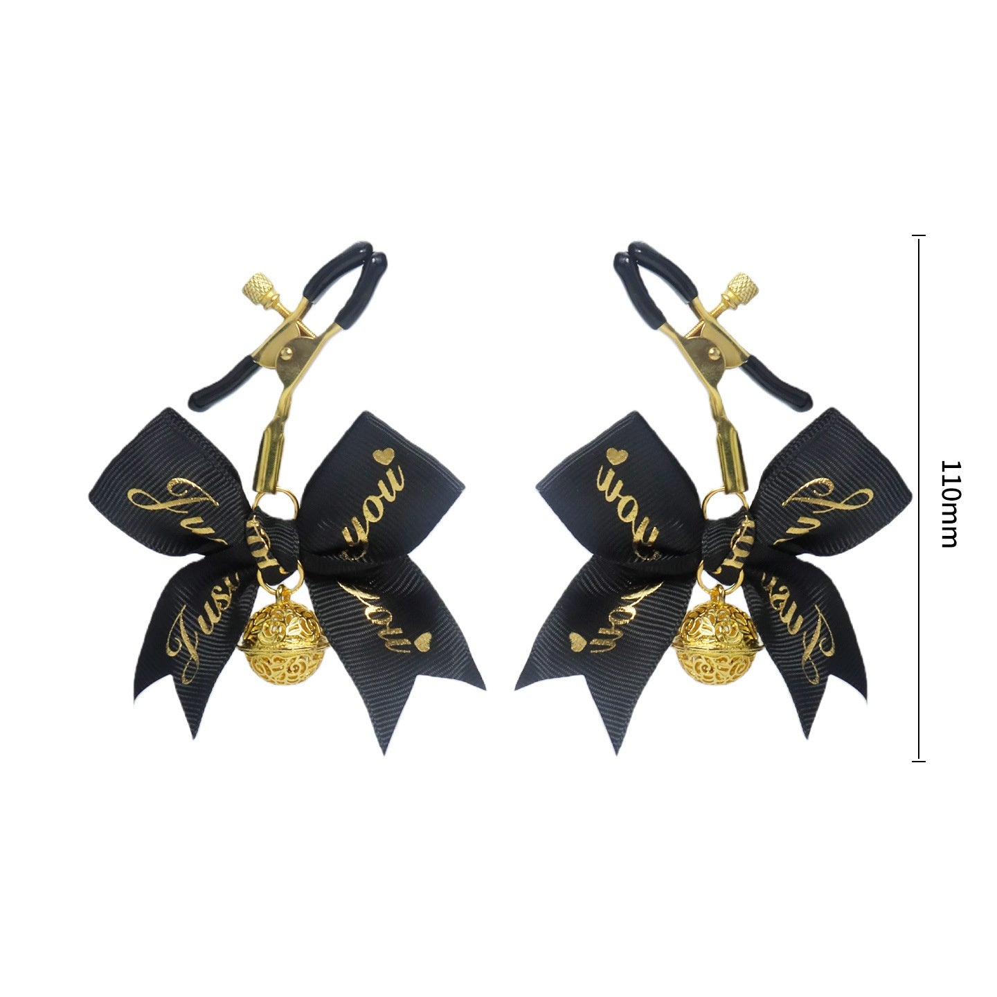 Metal Alligator Clamp Set with Bells & Bow Accents - Black - image 0