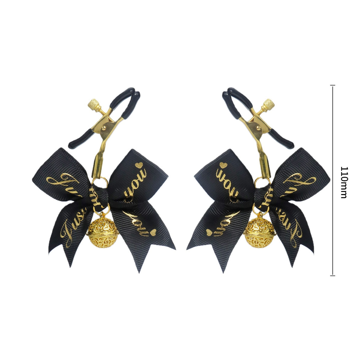 Metal Alligator Clamp Set with Bells & Bow Accents - Black - image 0