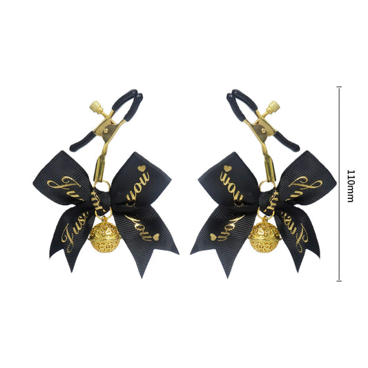 Metal Alligator Clamp Set with Bells & Bow Accents - Black - image 0