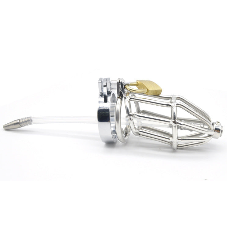 Jailbird Stainless Steel Cb6000s Chastity Cage With Anti-release Ring With Silicone Catheter - 33mm ring - image 0