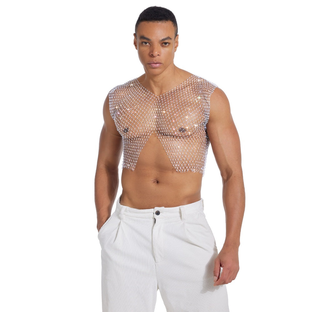Starluxe Mesh Sparkle Top – Style D - White - XL - image 7