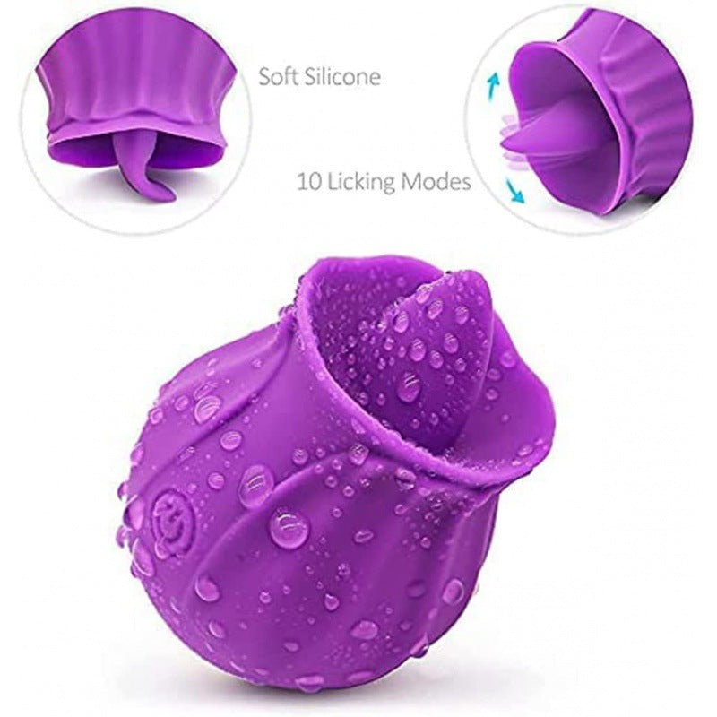Rosebud Toy – 10 Tongue Licking Vibrator - Purple - image 4