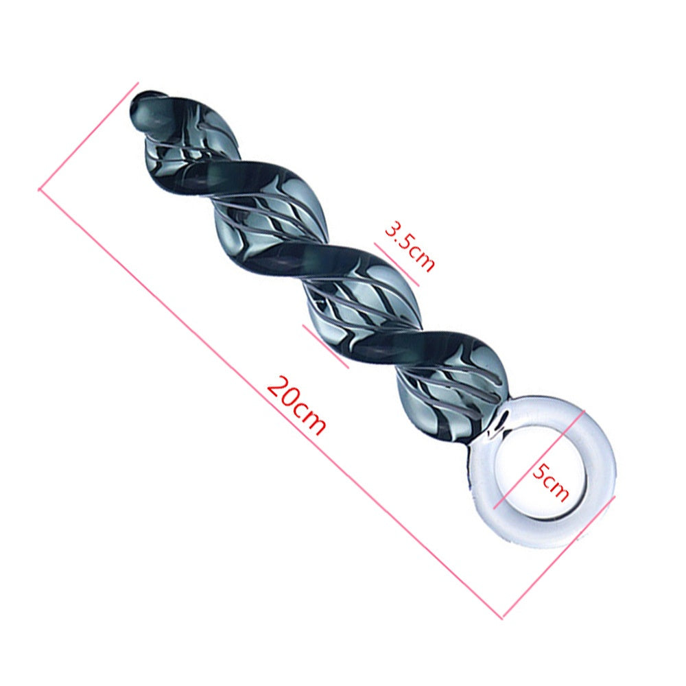 Crystal Touch: Temperature Play Glass Butt Plug - Black - image 1