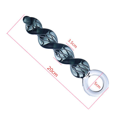 Crystal Touch: Temperature Play Glass Butt Plug - Black - image 1