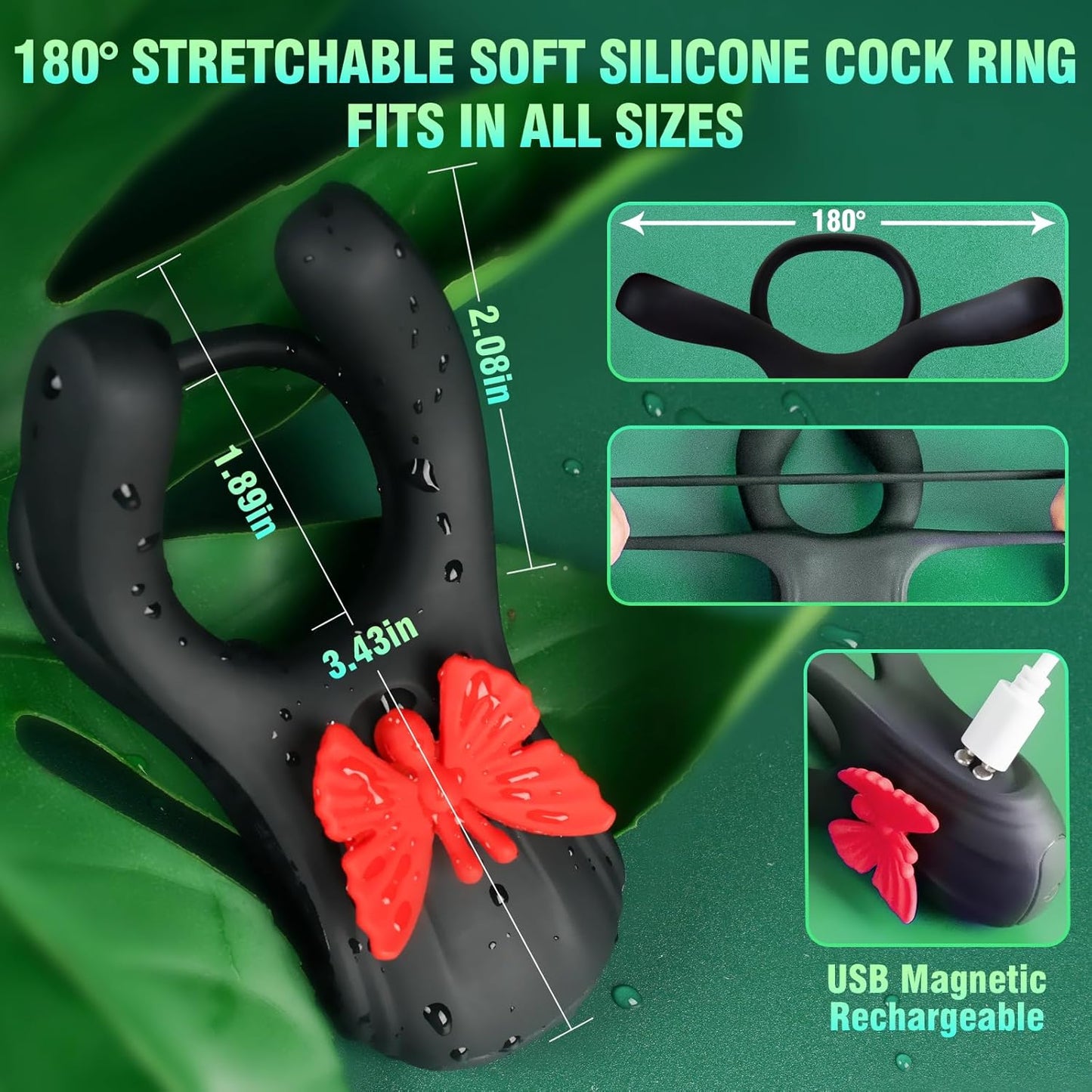 Butterfly 3-in-1 Vibrating Cock Ring Stimulator - image 5